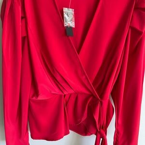 NWT ADIVA Red Wrap Blouse size M